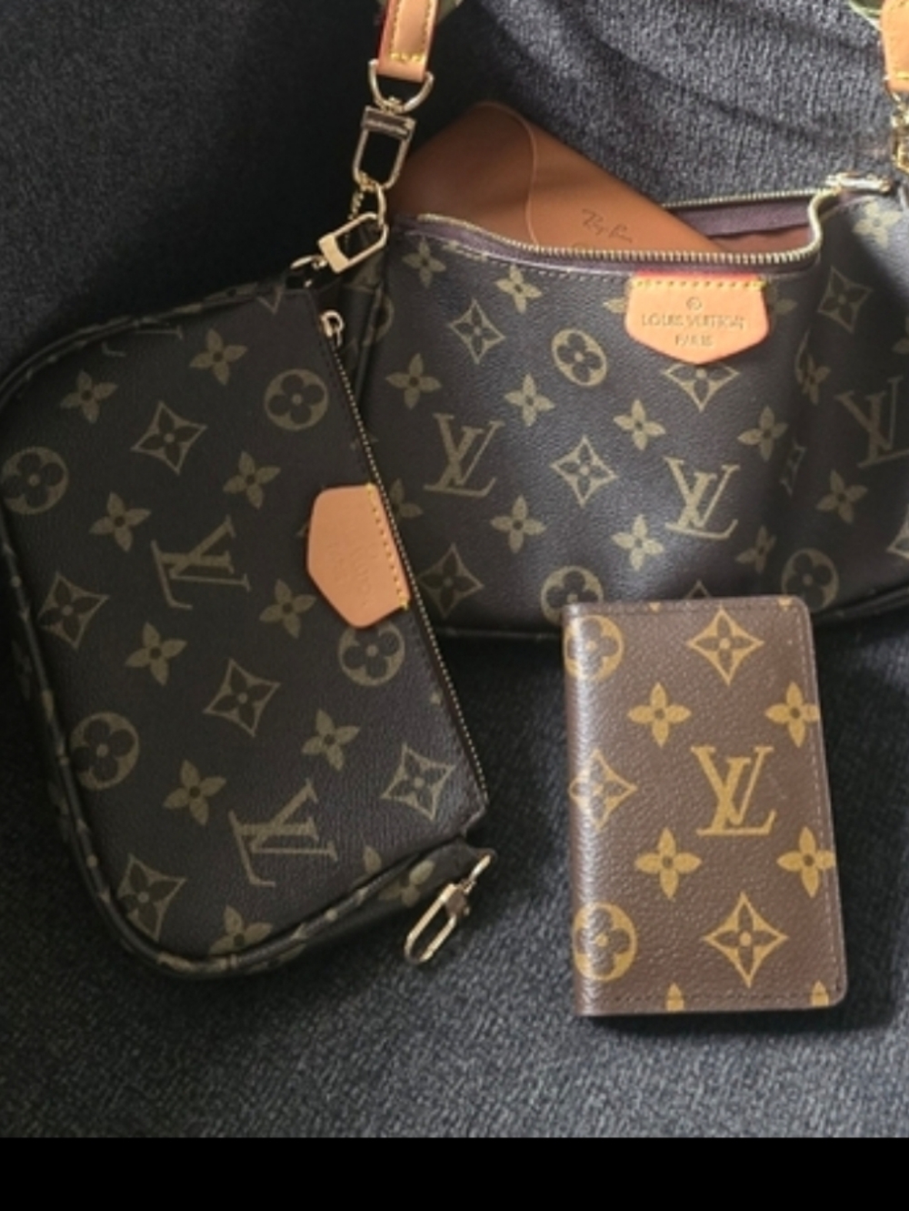 🟫 4 in 1 Lux Coco Combo Crossbody Bag w/Chain Coco Strap w/canvas Cardwallet
